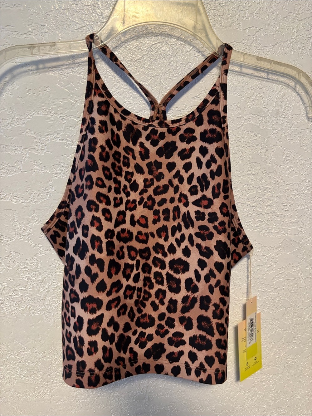 SUMMERSALT  Leopard-Print Sport Bra Swimsuit in Brown and Black